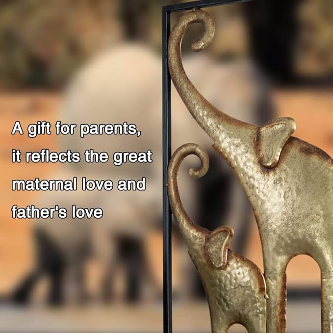 HKaikzo Set of 2 Elephant Wall Decor, African Wall Decor, Gold Elephant Wall Art, Animal Decorations for Living Room, Modern Metal Decor(11.8x27.6in)