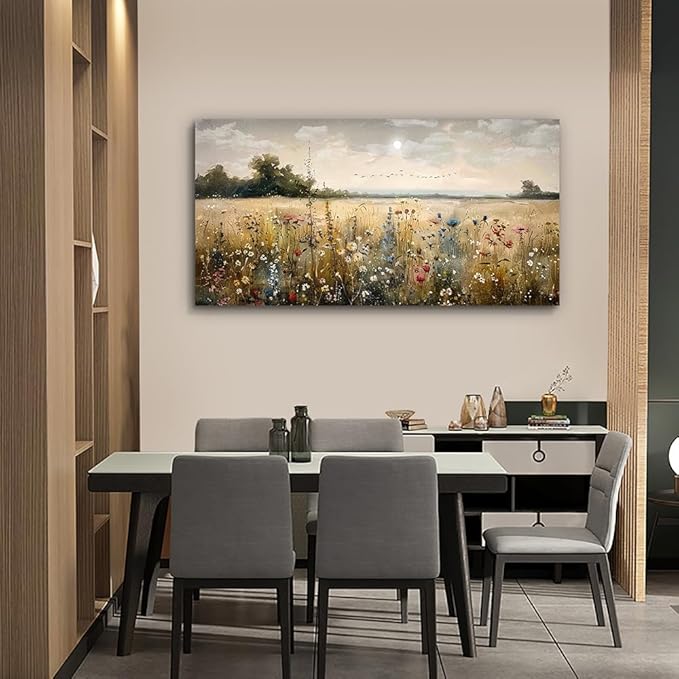 Wapluam Framed Wall Decor For Living Room Canvas Prints Wall Art Bedroom Office Decoration Vintage Abstract Painting Rural Natural Landscape Artworks Pictures Ready To Hang Farmhouse Home Decor