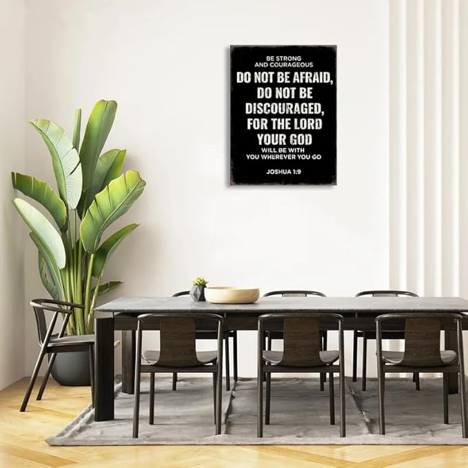 Be Strong and Courageous Joshua 1:9 Bible Verse Canvas Wall Art - Christian Scripture Inspirational Wall Decor for Prayer Room, Faith-Based Home Decor, Religious Gift for Women, Motivational Spiritual Living Room,bedroom Art. 16"X24",A-411