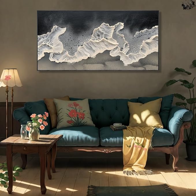 Wall Art Modern Flowers Artwork Love Heart Wall Decor White Canvas Prints for Living Room Bedroom Dining Room Home Office Decor Large Framed Ready to Hang 24"x48"