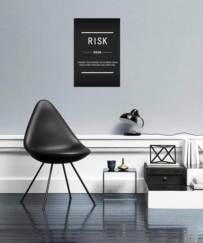 Risk Noun Inspirational Wall Art Inspirational Posters Inspiration Pictures Inspiring Entrepreneurs Quote Home Wall Decoration Office Decoration Print Artwork Frame Ready to Hang[12''W X 18''H]