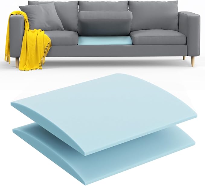Couch Cushion Support to Fix Sagging Sofas - 20''x20'' Under Cushion Supports for Saggy Seat High Density Curved 40D Foam, Blue 2 Pack