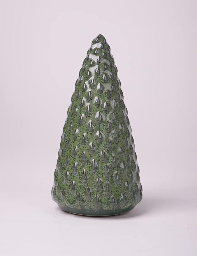 HAUCOZE 3pcs Christmas Figurine Decor Tree Statue Modern Sculpture Home Gifts Table Centerpiece Crafts Ceramic Arts 5.9inch