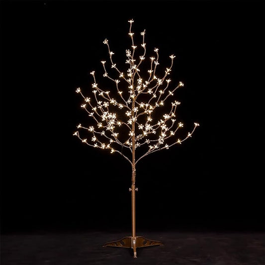 4ft Lighted Cherry Blossom Tree with 144 Warm White LED Lights for Holiday Decor - Dimmable, UL Certified, Waterproof - Ideal for Indoor and Outdoor Decoration