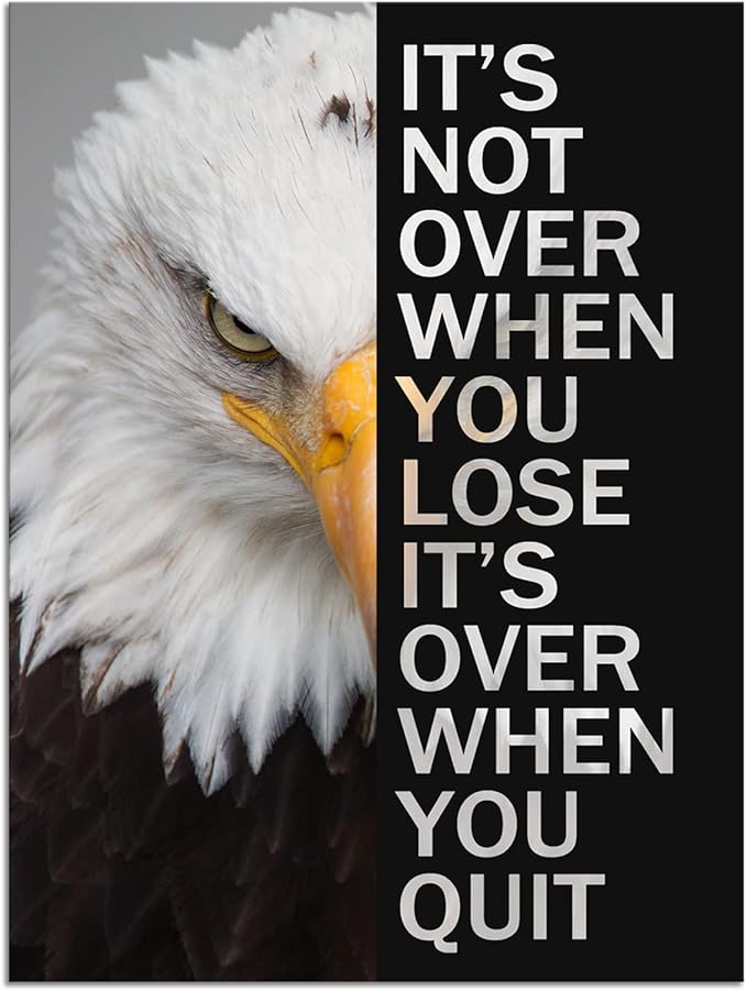 Motivational Office Wall Art Eagle Inspirational Poster Inspirational Entrepreneur Quotes Quote Canvas Painting Poster Home Decor Living Room Print Artwork Framed Ready to Hang[30''W x 40''H]