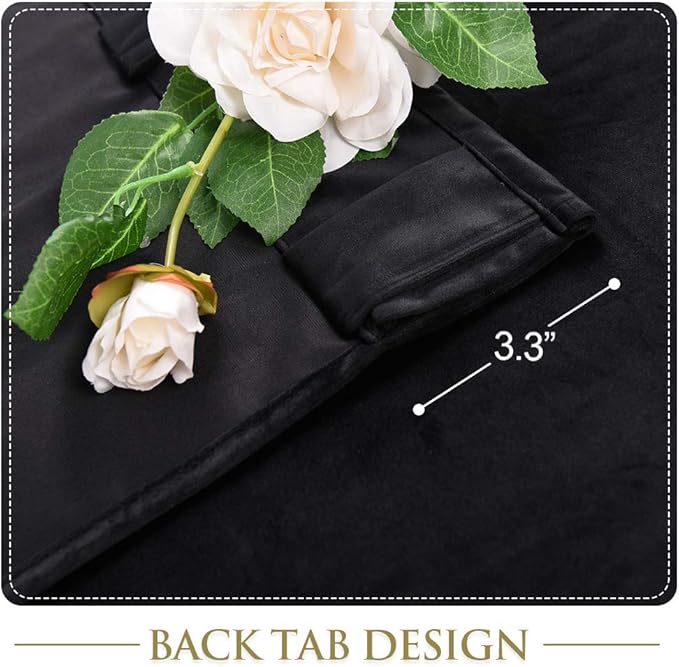 StangH Black Curtains 105 inches Long - Blackout Velvet Living Room Curtains Back Tab Thermal Insulated Heavy Drapes for Bedroom Home Theater Office Studio, W52 x L105, 2 Panels