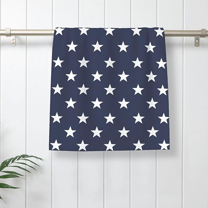 4th of July Kitchen Towels 16x24 Inch Navy Blue Red Patriotic Stars Decor Dish Towels American Independence Day Decoration Hand Towels Absorbent Dish Cloths for Home Kitchen Dining Set of 2
