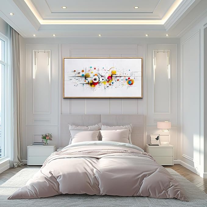 ERQINHUA Abstract Large Canvas Wall Art Living Room Boho Wall Decor For Bedroom Office Decorations Geometric Wall Paintings Minimalism Pictures Artwork Modern Home Decor Wood Framed 24x48 In