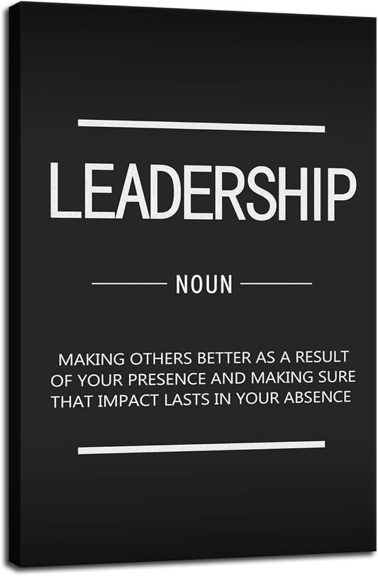 Inspirational Canvas Wall Art Leadership Noun Office Decoration Inspiring Entrepreneur Positive Quotes Inspiration Painting Poster Print Artwork Home Frame Ready to Hang[12''W X 18''H]