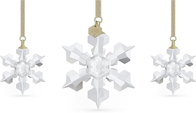 Swarovski Annual Edition Set of Snowflake Ornaments, White Swarovski Crystals, Part of the Swarovski Annual Edition Collection