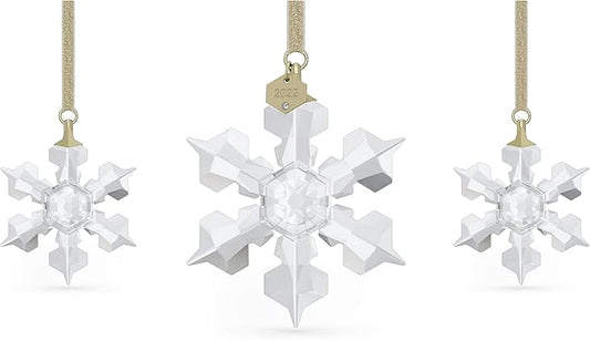 Swarovski Annual Edition Set of Snowflake Ornaments, White Swarovski Crystals, Part of the Swarovski Annual Edition Collection