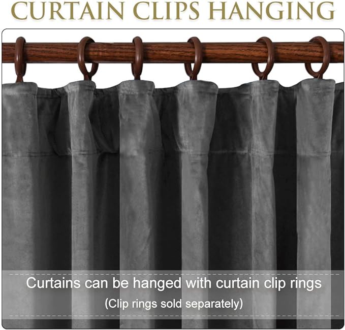 StangH Velvet Curtains 108 Inches Long - Luxury Grey Blackout Curtains for Living Room Large Window Thermal Insulated Panels for Bedroom French Door, W52 x L108 Each Panel, 2 Pieces