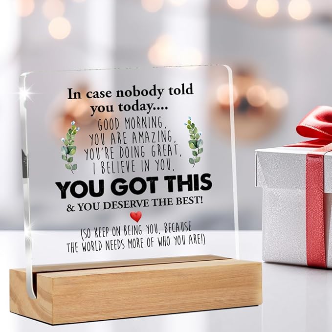 GTGIC Inspirational Desk Sign - Motivational Quote - Clear Acrylic - 4 x 4 Inches - Modern Theme - Tabletop Decorative Sign