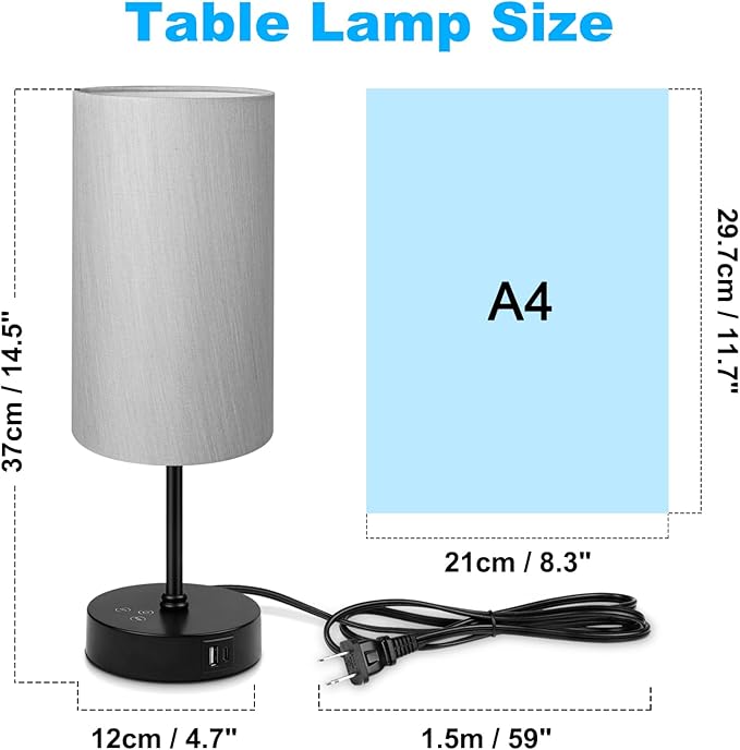 Unicozin Small Table Lamp, 7 RGB & 3 CCT 3000K/4500K/6500K, Stepless Dimmable Bedside Lamp with Grey Shade, Touch Control Ambience Nightstand Light for Living Room Dorm Home Decor Party