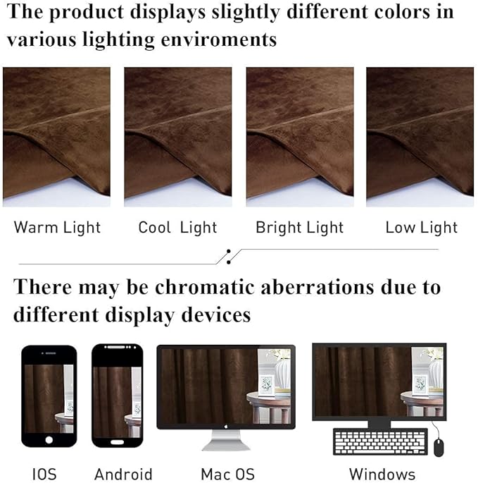 StangH Brown Curtains 96 inches for Living Room Thick Soft Velvet Blackout Energy Smart Drapery Insulating Hot & Chill for Bedroom/Dining Room/Loft, W52 x L96, 2 Panels