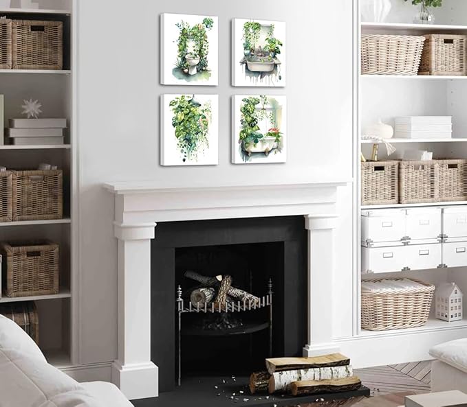 Botanical Boho Bathroom Wall Art Prints, Set of 4 (8"x10")