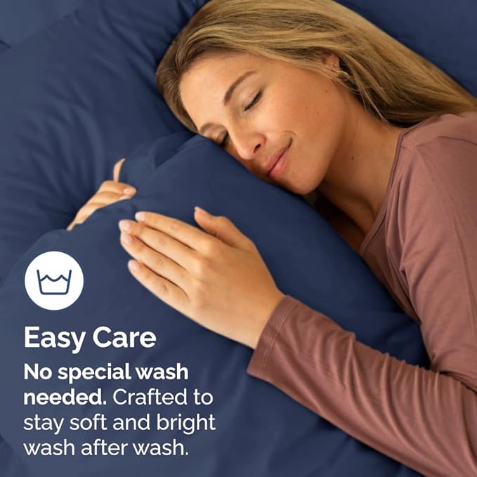 King Pillow Cases Set of 2 - Ultra Soft Hotel Quality Pillowcase Covers - Comfy, Cozy & Wrinkle Free - Shrinkage, Stain & Fade Resistant - Machine Washable Pillow Protectors - 2 Piece Set - Navy Blue