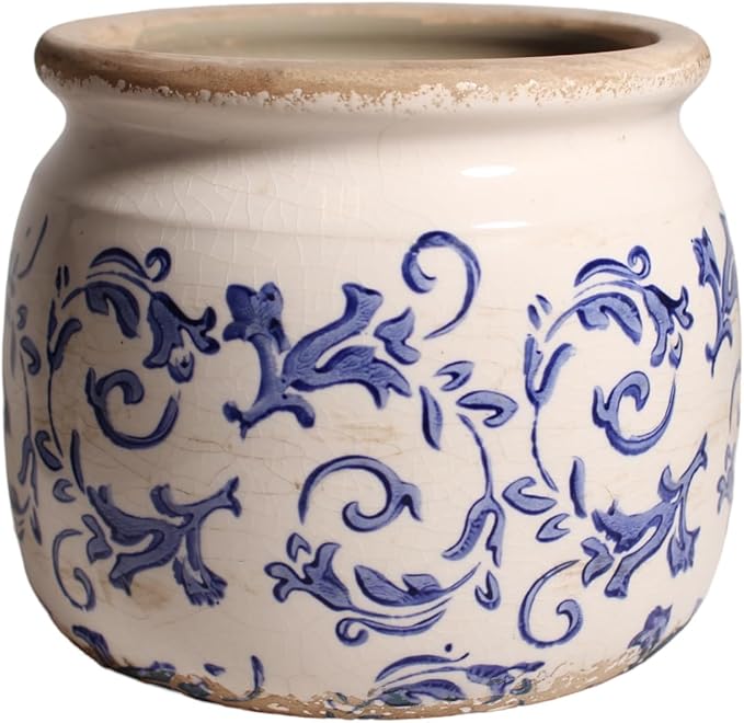 Ceramic Planters for Indoor Plants, Plant Pots with Drainage Hole, 6.29in. Flower Pots for Indoor Plants, Planters & Succulent Pots, Crackle Glaze Finish Plant Pots, Light Blue