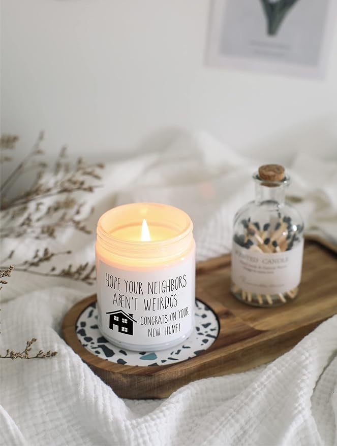 Housewarming Gifts for New Home, Housewarming Scented Candle, New Home Candle, New House Gift, Funny House Warming Gifts, New Homeowner Gift Idea (White)
