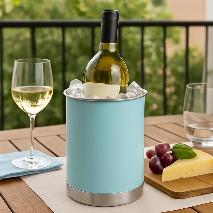 Creative Home Stainless Steel Utensil Holder– 6.3" Large Cooking Tool Organizer for Kitchen Decor and Countertop Storage, Stable Anti-Tip Design, Durable Powder-Coated Finish, Ocean Blue