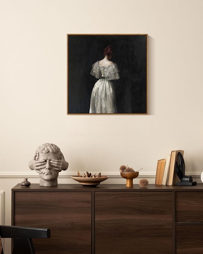 InSimSea Square Framed Canvas Wall Art, Classical Prints Seventeenth Century Lady Home Wall Decor, Desk Decor, Canvas Paintings Wall Decor for Living Room Bedroom Bathroom Office 16"x16"