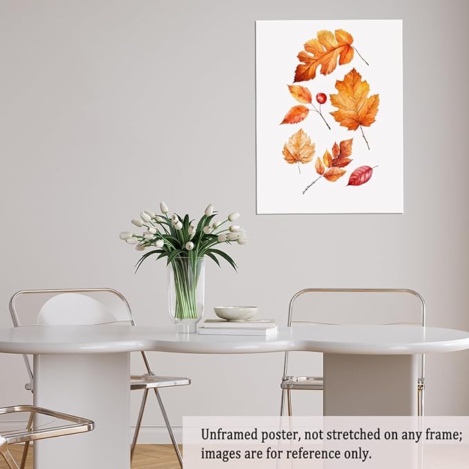 Autumn Leaves Canvas Print posters Rustic Fall Decor Halloween Wall Art Autumn Watercolor Artwork Fall Poster 11x14 Unframed