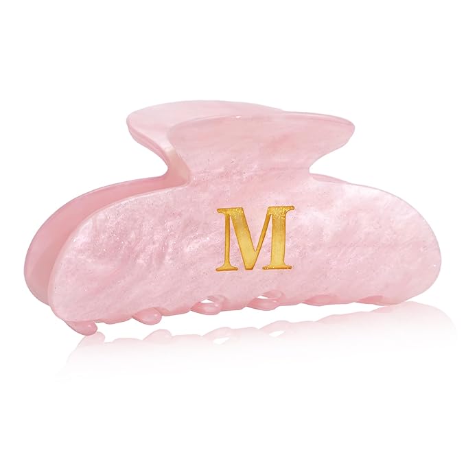 Teen Girl Gifts Trendy Stuff - Pink Initial Cute Hair Clips, Letter Hair Claw Clips, Glitter Claw Clips Durable Hair Clips, Birthday Gifts for Teens Daughter Sister Christmas Gifts