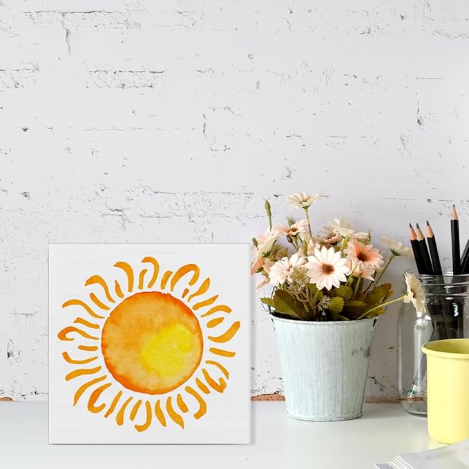 Sun Sign Decor Sun Sunshine Wood Block Sign Home Desk Table Shelf Summer Decoration