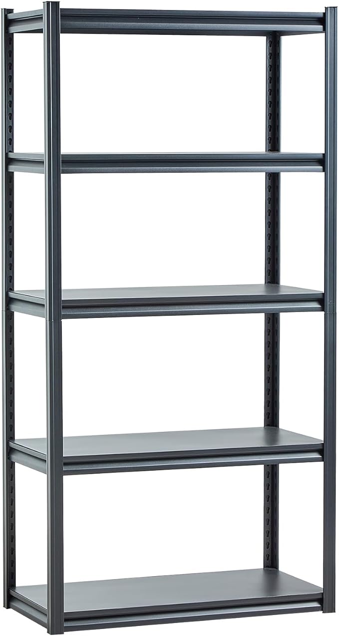 VEVOR Storage Shelves, 2000 lbs, 5 Tier Garage Storage Shelving, 18" D x 36" W x 72" H Adjustable Metal Shelves for Garage Shelves Utility Rack Shelf, Ideal for Kitchen, Warehouse, Basement, Black