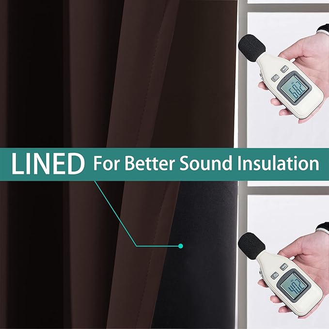 Yakamok 100% Blackout Curtains for Bedroom, 2 Thick Layers Thermal Insulated Grommet Total Blackout Drapes with Black Liner for Living Room (70Wx84L,Chocolate Brown, 2 Panels)