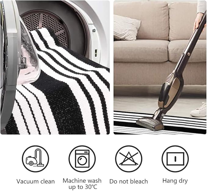 OJIA Fall Front Door Mats Outdoor 27.5x43 Inches, Black and White Outdoor Rugs Cotton Woven Front Door Rug Machine Washable Layered Doormats for Porch/Farmhouse/Kitchen/Entryway/Patio