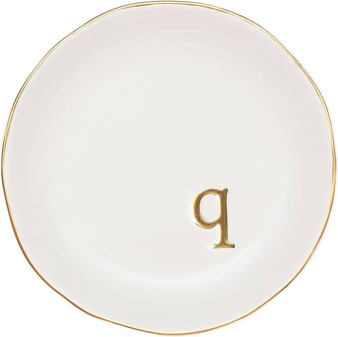 COLLECTIVE HOME - Ceramic Jewelry Tray, Decorative Trinket Dish for Rings Earrings Necklaces Bracelet Watch Keys, Birthday Mother's Day Christmas Gift for Women, 4.75", White Surface (Q)