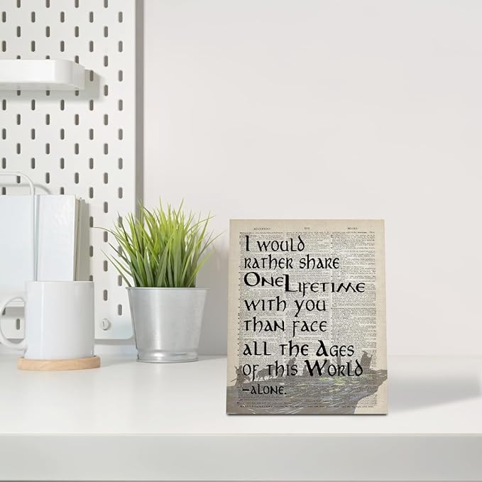 LOTR Merch: I Would Rather Share One Lifetime - Arwen, Framed Lord of the Rings Poster - Canvas Wall Art Decor, 10x12 inch