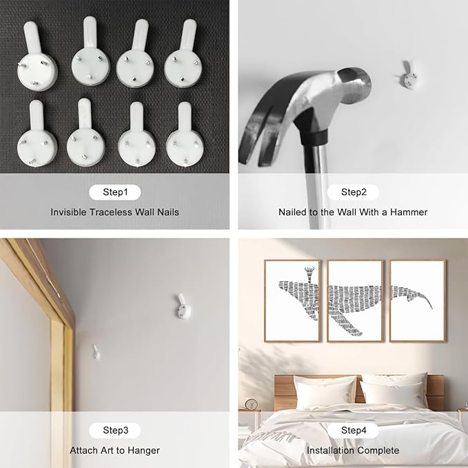 ANHUIB Large Abstract Wall Art Black and White Wall Decor 16x24 Inch Framed Minimalist Line Art Prints Whale Paintings Set of 3 for Living Room Bedroom Office