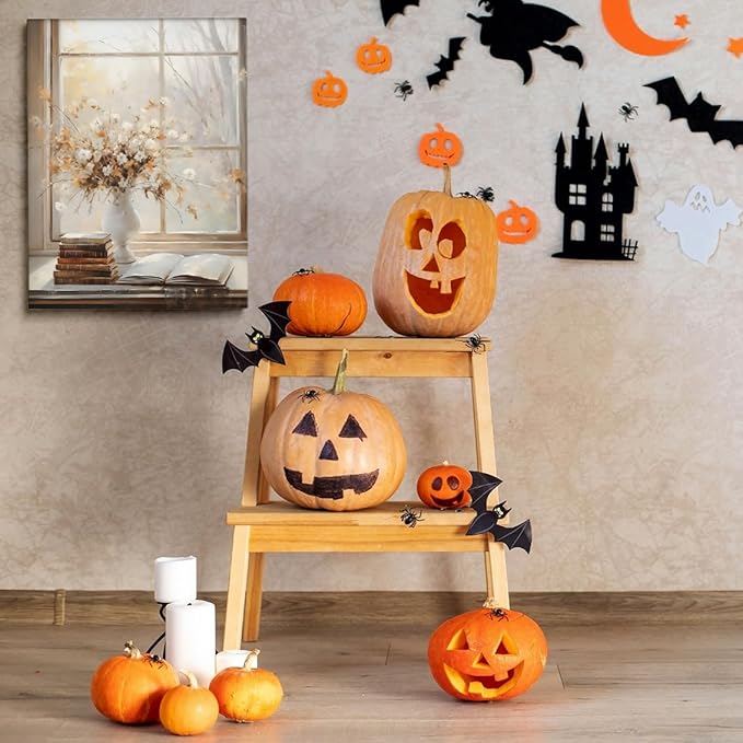 Fall Decor Canvas Print Posters Vintage Light Academia Wall Art Autumn Painting Cozy Fall Autumn Leaves Home Decor 16x24 Unframed