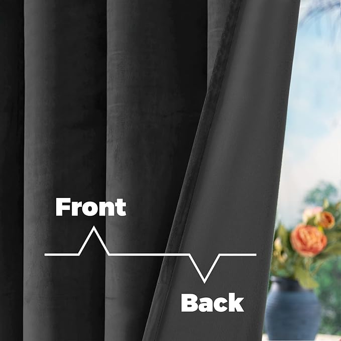BGment Grey Velvet Curtains 102 Inches Long for Living Room, Thermal Insulated Room Darkening Curtains Drapes Window Treatment with Back Tab and Rod Pocket, Set of 2 Panels, 52 x 102 Inch
