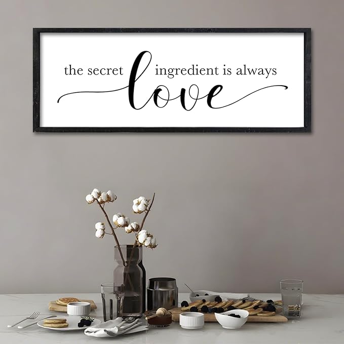 Surfapans Meals and Memories Are Made Here Sign Wall Art Decor 32"x12" for Kitchen Dining Room Large Wooden Framed Wall Hanging (Black)