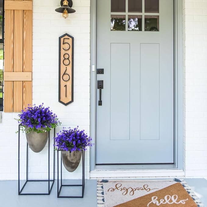 RECUTMS Fake Outdoor Flowers Artificial Flowers Plants for Window Boxes Spring Outdoor Home Decoration, 10 Bundles Fake Faux Eucalyptus for Outside Home Planter Porch Patio Window Yard Decor(Purple)