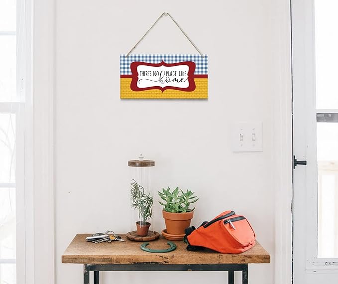 There's No Place Like Home Decor Sign, Christmas Hanging Wood Sign Home Decorative, Printed Wood Wall Art Sign, Christmas Front Door Decoration, Farmhouse Front Door Wall Art Sign, Sweet Home Wall Decor 12*6inch