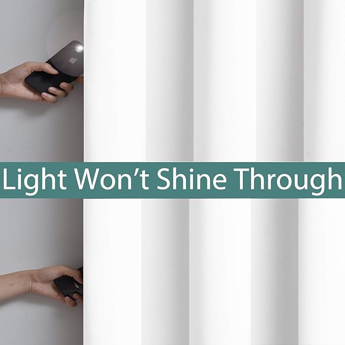 Yakamok Total Blackout Extra Wide Patio Sliding Door Curtains, Grommet Thermal Insulated Blind Curtains, Sliding Glass Door Panel for Living Room/Space Room Divider, Pure White, W100 x L96, 1 Panel