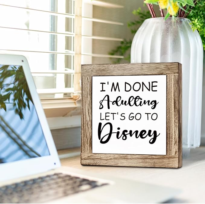 Farmhouse Wood Sign, I'm Done Adulting Sign, Wooden Box Sign Plaque, Freestanding Block Sign, Home Office Decor, Funny Unique Birthday Party Decor, Adult Birthday Gift, Graduation Gift