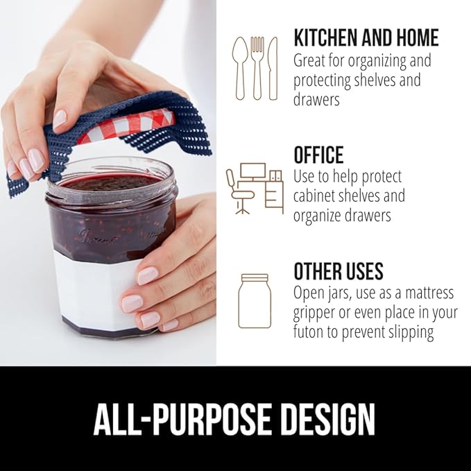 GORILLA GRIP powerGRIP Drawer Shelf and Cabinet Liner, Thick Strong Hold, Non-Adhesive Liners Protect Kitchen Cabinets and Cupboard, Bathroom Drawers, Easy Install, Breathable Mat, 17.5" x30', Navy