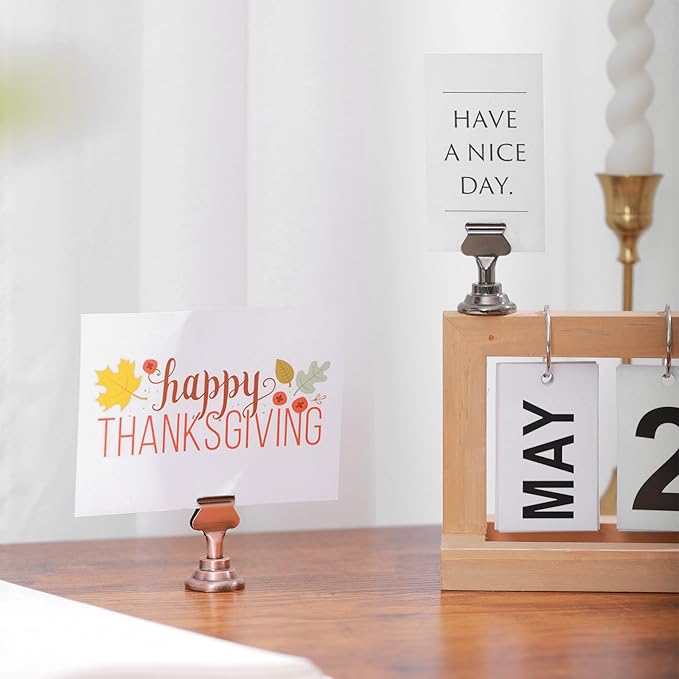 Urban Deco 16PK Table Number & Place Card Holders - 1.7 Inch Steel Holders for Photos, Food Signs, Memo Notes, Weddings, Restaurants, Birthdays (Copper)