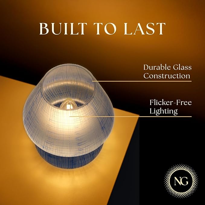 Next Glow Mushroom Lamp – Table Lamp, Modern Dimmable LED Night Light for Bedrooms, Kids Rooms, Bedside Nightstands, Living Room and Kitchen Decor – Pretty Desk Light, E26 Socket w 120V Bulb (Blue)