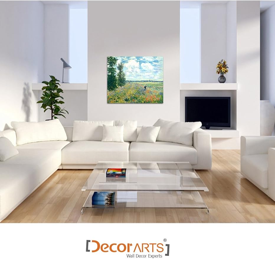 DECORARTS - Poppy Fields near Argenteuil, Claude Monet Art Reproduction. Giclee Canvas Prints Wall Art for Home Decor 24x20