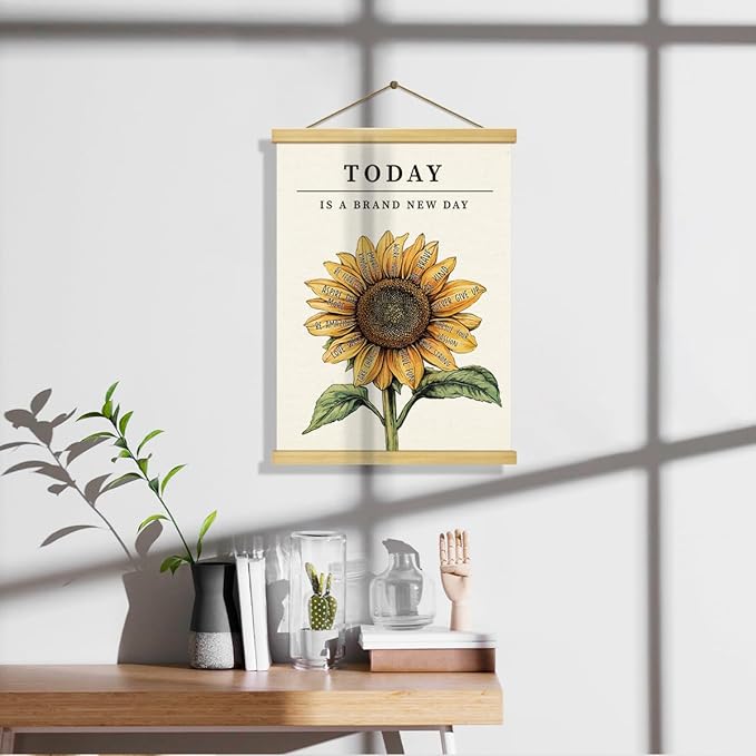 Inspirational Canvas Poster, Motivational Home Office Decorate, Classroom Decor, Flower Canvas Wall, Positive Mindset Canvass Banner, Farmhouse Hanging Decor