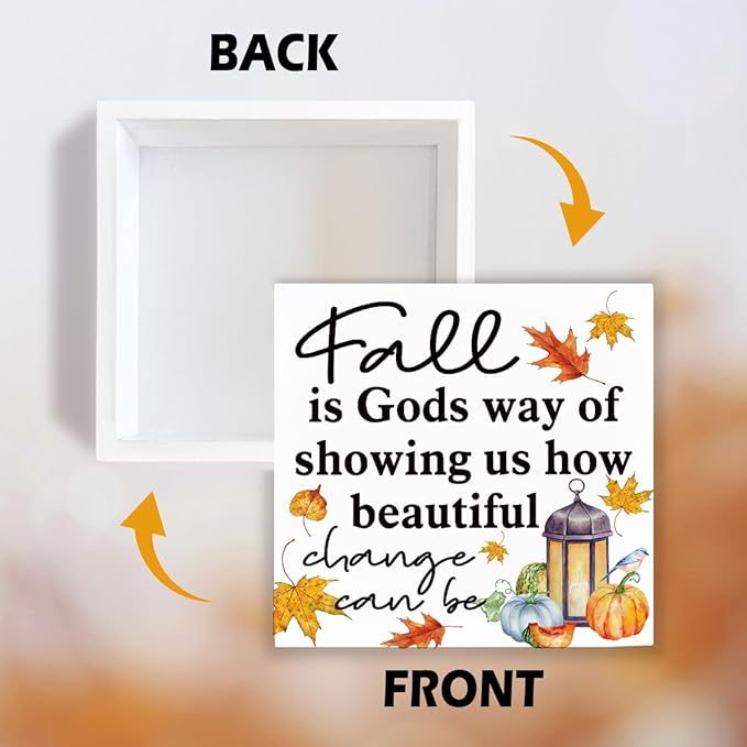 Autumn Thanksgiving Decor, Thanksgiving Decorating Signs, Farmhouse Wooden Box Sign, Desk Decor Art, Fall Decoration Gift, Fall is Gods Way of Showing Us How Beautiful Change Can Be Wood Signs A9