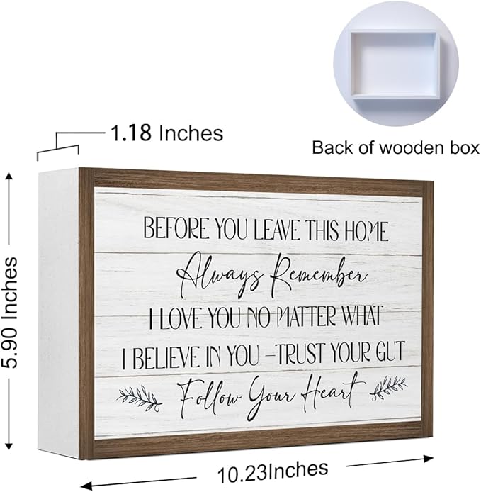 Before You Leave This Home Wooden Box Sign Decor,10.3 * 6 Inches,Inspirational I Love You Wood Block Sign for Family Home Farmhouse Living Room Bedroom Shelf Tabletop Wall Decor