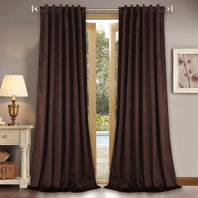 StangH Brown Living Room Curtains 94 inches Long Back Tab Thermal Insulated Blackout Drapes, Elegant Curtain Panels for Cozy & Warm Home Decor, W52 x L94, 2 Panels