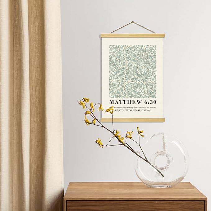 Christian Canvas Poster, Matthew 6:30 Canvas Poster Wood Hanger, Christian Wall Art, Bible Verse Posters, William Morris Prints Decor, Modern Canvass Posters Decors, Home Decor Accent